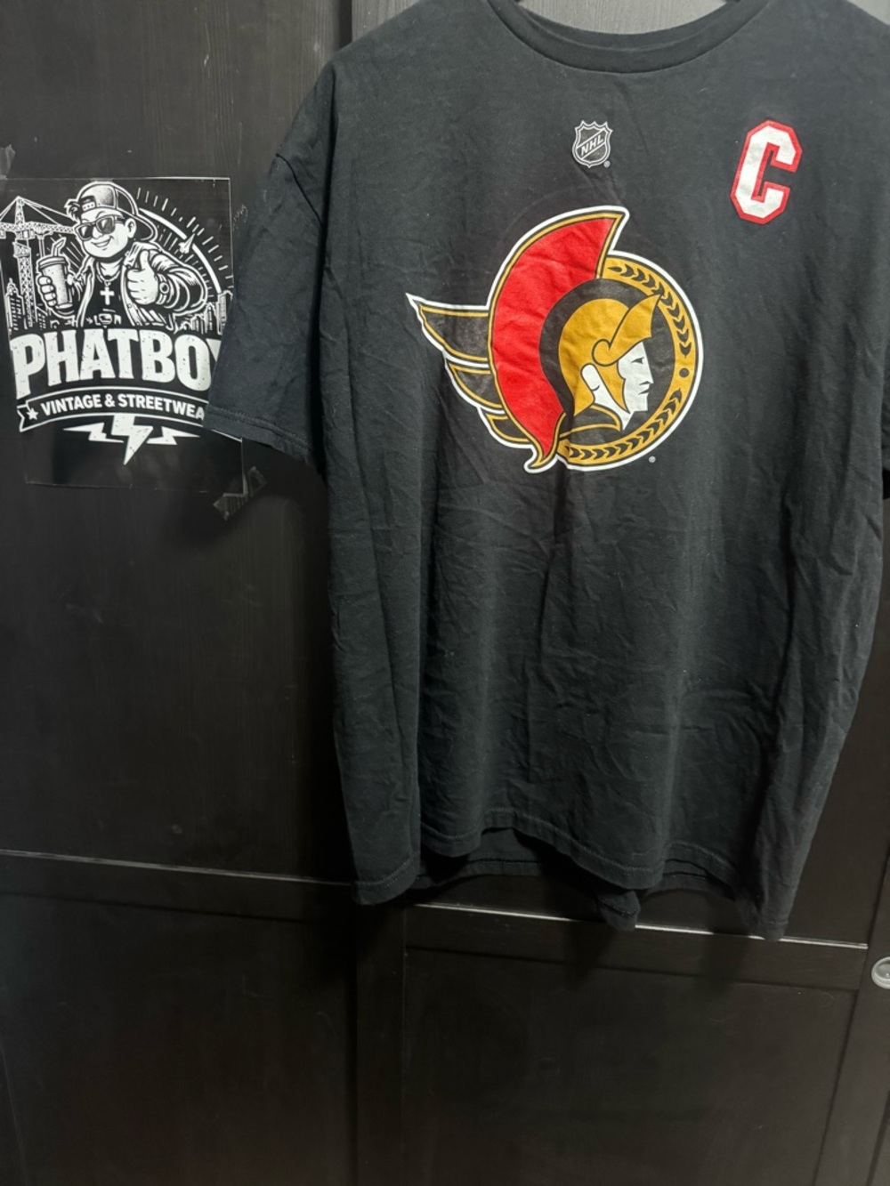 NHL Black Ottawa Senators Captain Graphic Tee with Red Accent